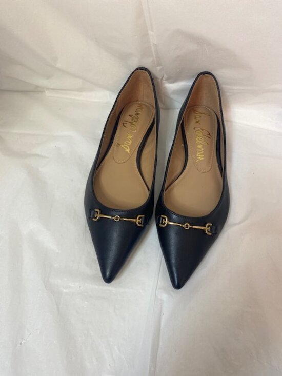 Sam Edelman Shoes - Sam Edelman Nori Pointed-Toe Black Leather Horsebit Flats - Women's Size 5M